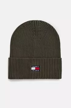 Хлопковая шапка Tommy Jeans, зеленый