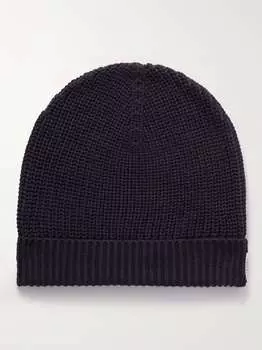 Хлопковая шапка в рубчик GHIAIA CASHMERE, синий