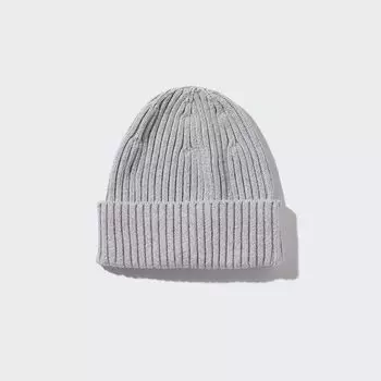 Хлопковая шапка в рубчик UNIQLO, серый