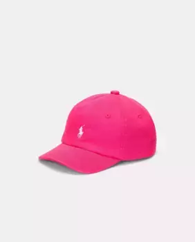 Хлопковая шапочка для девочки с вышитой лошадью Polo Ralph Lauren, фуксия