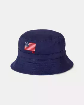 Хлопковая шапочка для мальчика с флагом Polo Ralph Lauren, темно-синий