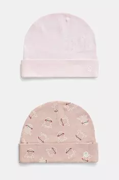 Хлопковая шапочка для новорожденных (2 шт.) United Colors Of Benetton, розовый