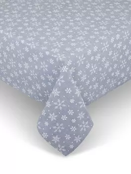Хлопковая скатерть с люрексом и снежинками Coincasa, голубой