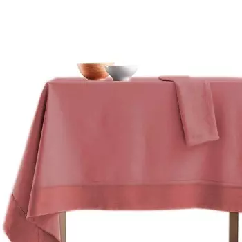 Хлопковая скатерть StoneWashed без глажки с льняной каймой - Loire Lisola Stone, розовый перец