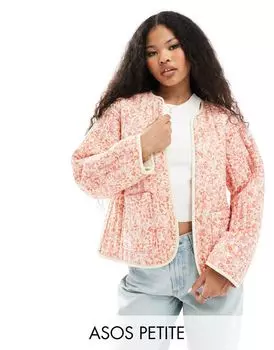 Хлопковая стеганая куртка с микроцветочным принтом ASOS DESIGN Petite