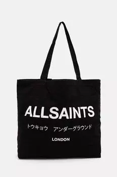 Хлопковая сумка AllSaints, серый
