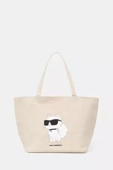 Хлопковая сумка Karl Lagerfeld, бежевый