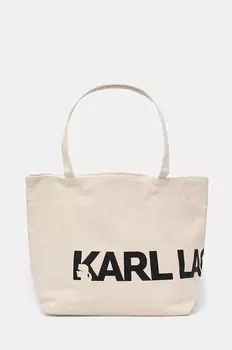 Хлопковая сумка Karl Lagerfeld, бежевый