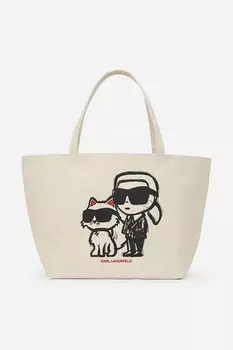 Хлопковая сумка Karl Lagerfeld, бежевый