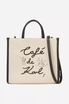 Хлопковая сумка Karl Lagerfeld, бежевый
