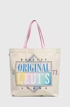 Хлопковая сумка Levi's, бежевый