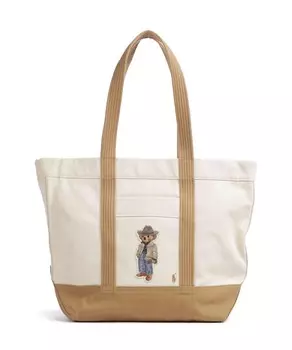 Хлопковая сумка-шопер с медвежьей бахромой Polo Ralph Lauren, желтый