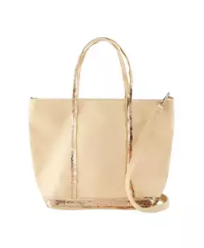 Хлопковая сумка шоппер бежевого цвета со стразами Vanessa Bruno, бежевый