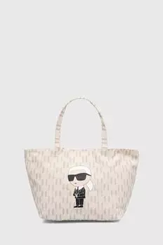 Хлопковая сумочка Karl Lagerfeld, бежевый
