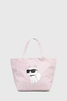 Хлопковая сумочка Karl Lagerfeld, бежевый
