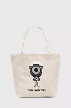 Хлопковая сумочка Karl Lagerfeld, бежевый