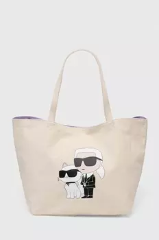 Хлопковая сумочка Karl Lagerfeld, бежевый