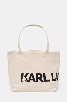 Хлопковая сумочка Karl Lagerfeld, бежевый
