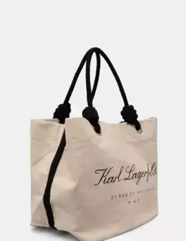 Хлопковая сумочка Karl Lagerfeld, бежевый