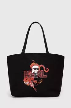 Хлопковая сумочка Karl Lagerfeld, черный
