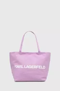 Хлопковая сумочка Karl Lagerfeld, фиолетовый