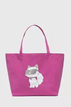 Хлопковая сумочка Karl Lagerfeld, розовый