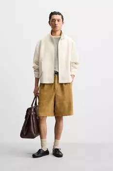Хлопковая текстурированная куртка ZARA, экрю