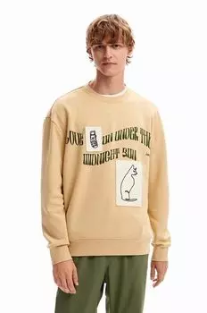 Хлопковая толстовка 23WMSK07 SWEAT_JESUS Desigual, бежевый