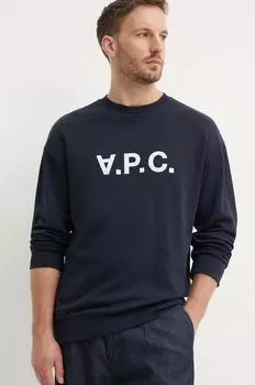 Хлопковая толстовка A.P.C., темно-синий