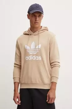 Хлопковая толстовка adidas Originals, бежевый