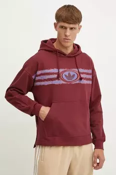 Хлопковая толстовка adidas Originals, гранатовый