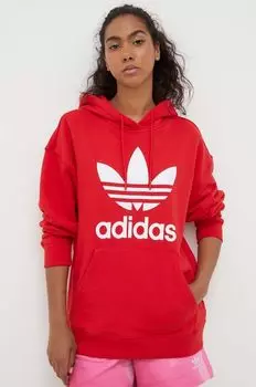 Хлопковая толстовка adidas Originals, красный