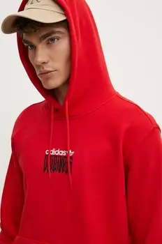 Хлопковая толстовка adidas Originals, красный