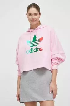 Хлопковая толстовка adidas Originals, розовый