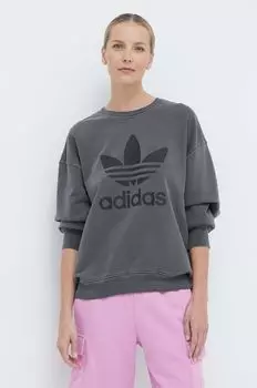 Хлопковая толстовка adidas Originals, серый