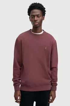 Хлопковая толстовка AllSaints RAVEN CREW, гранатовый
