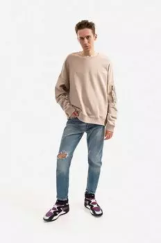 Хлопковая толстовка Alpha Industries, бежевый