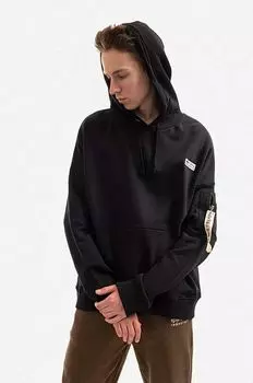 Хлопковая толстовка Alpha Industries, черный