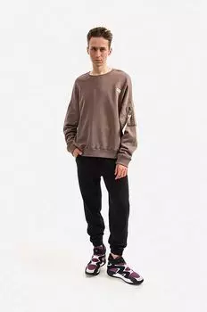 Хлопковая толстовка Alpha Industries, коричневый