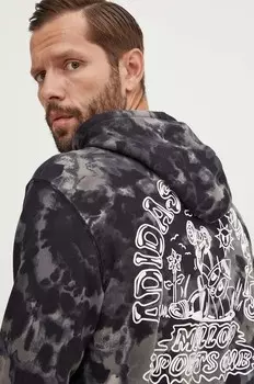 Хлопковая толстовка Aop с капюшоном, окрашенная в технике тай-дайд adidas Originals, черный