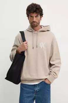 Хлопковая толстовка Armani Exchange, бежевый