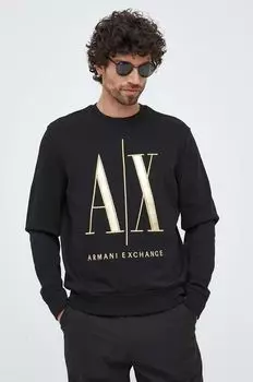 Хлопковая толстовка Armani Exchange, черный