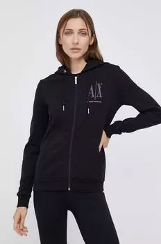 Хлопковая толстовка Armani Exchange, черный