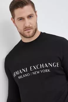 Хлопковая толстовка Armani Exchange, черный