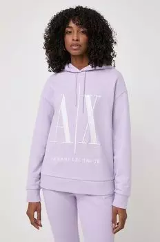 Хлопковая толстовка Armani Exchange, фиолетовый