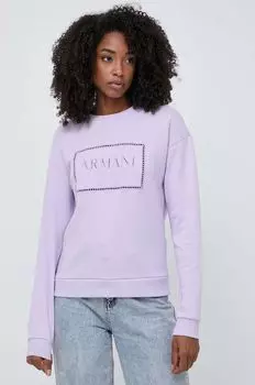 Хлопковая толстовка Armani Exchange, фиолетовый