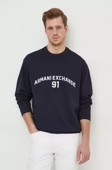 Хлопковая толстовка Armani Exchange, темно-синий