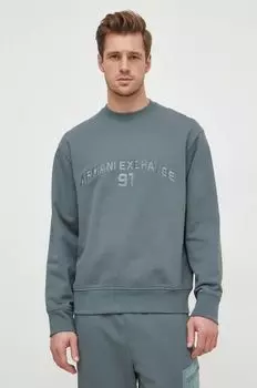 Хлопковая толстовка Armani Exchange, зеленый