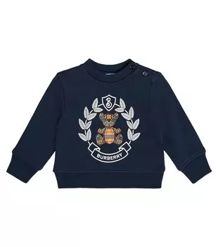 Хлопковая толстовка baby thomas bear Burberry Kids, синий