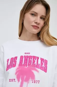 Хлопковая толстовка Boss Orange, белый